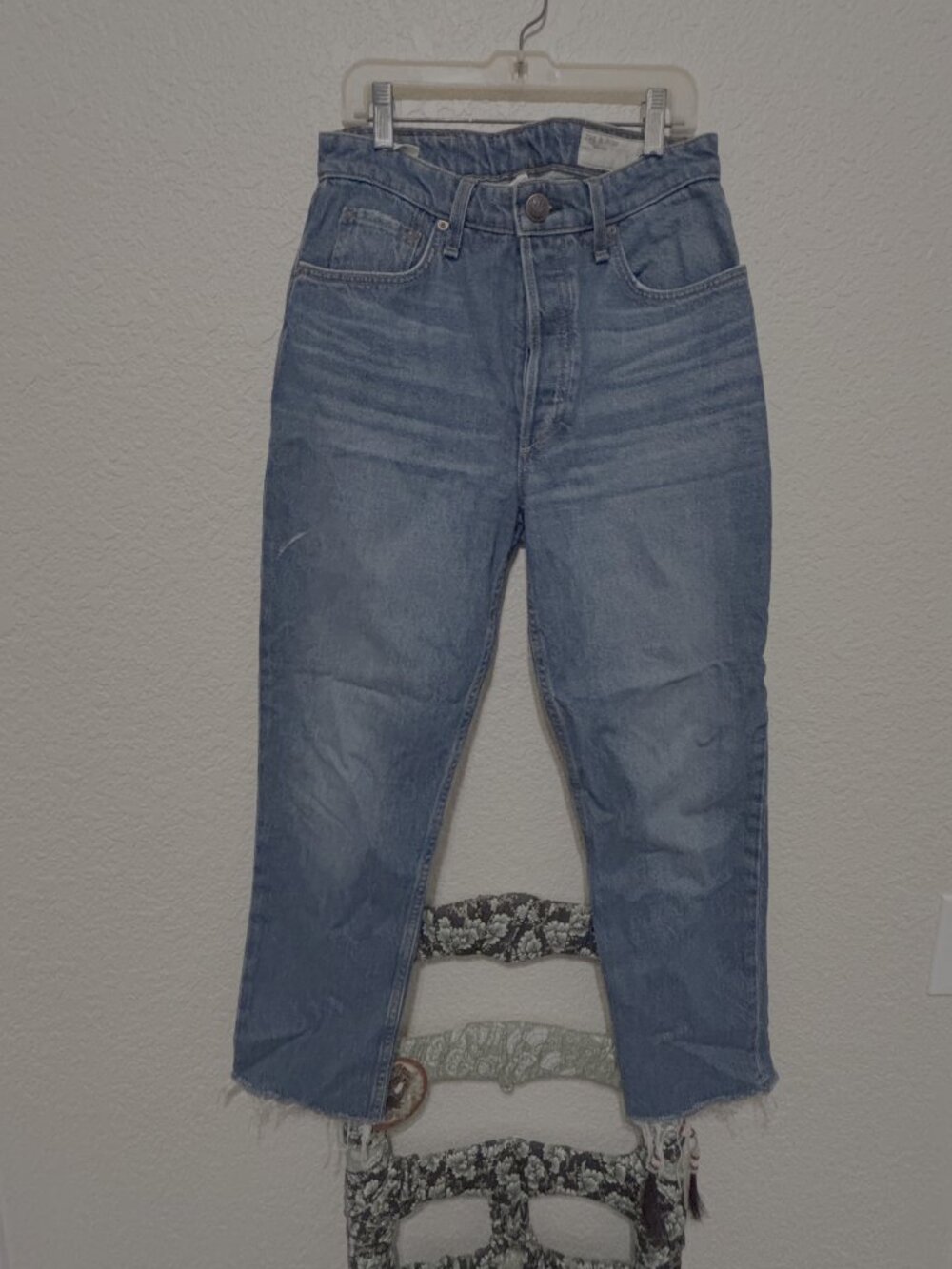 Rag & Bone Frayed Hem Straight Leg Jean